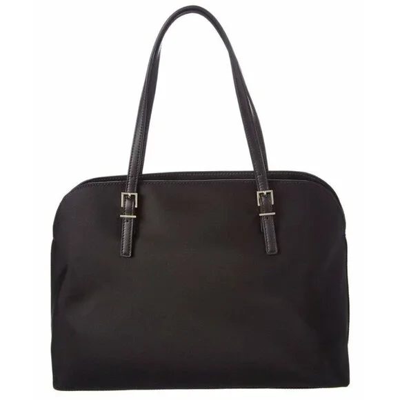 Kate Spade Large Laptop Tote Womens Black Nylon Leather Shoulder Bag Marybeth